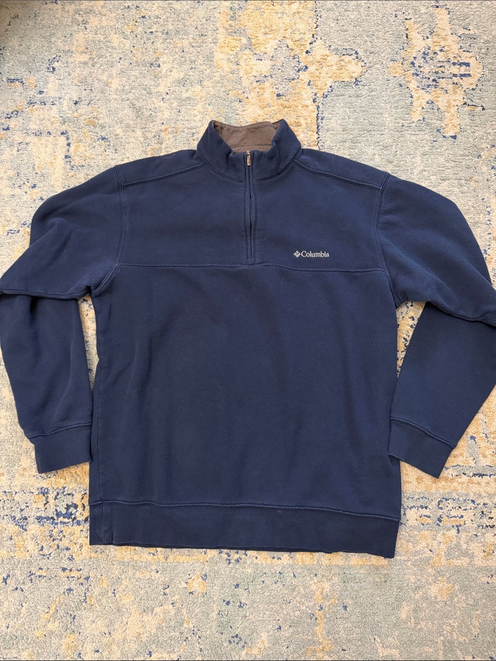 Columbia Navy Blue Quarter-Zip Fleece Pullover size m